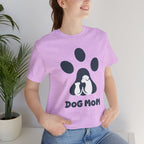 Dog Mom T‑Shirt — Paw Print with Dog & Puppy Graphic
