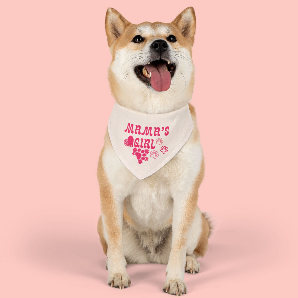 Pet Bandana — "Mama's Girl" Pink Paw Print Collar for Dogs & Cats