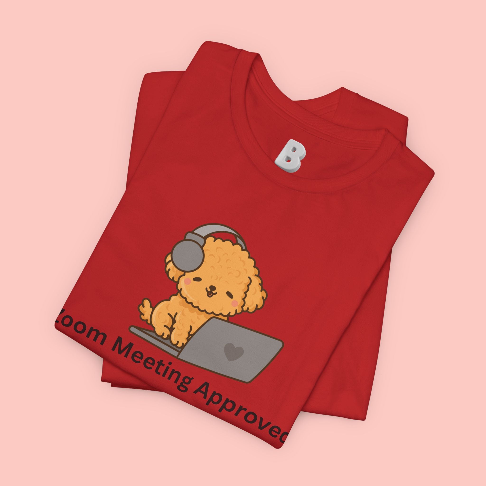 Zoom Meeting Approved Tee — Cute Puppy with Headset Laptop Graphic