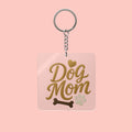 Dog Mom Square Keychain — Pink Paw & Bone Accessory for Pet Lovers