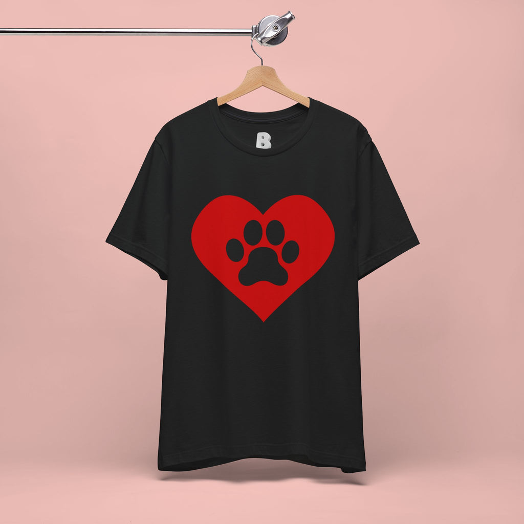 Pet Lover T-Shirt — Red Heart Paw Print Tee