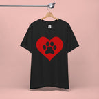 Pet Lover T-Shirt — Red Heart Paw Print Tee
