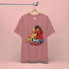 Dog Mom T-Shirt - Cute Woman Hugging Golden Retriever Tee