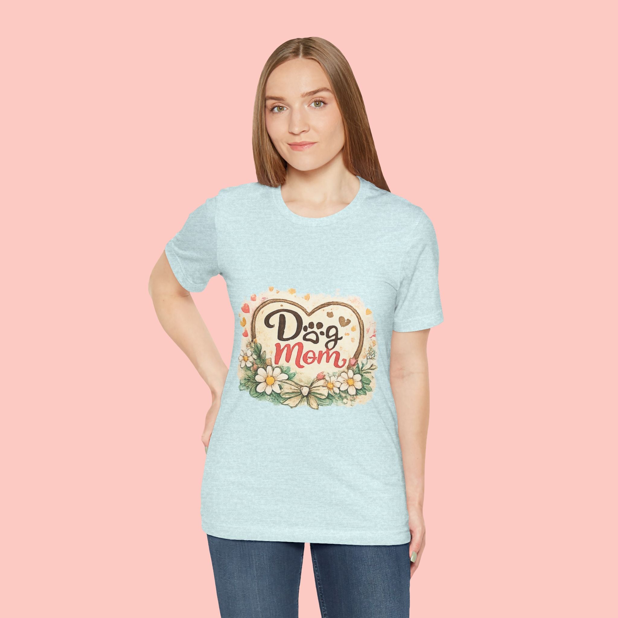 Dog Mom T-Shirt – Floral Paw Heart Graphic Tee