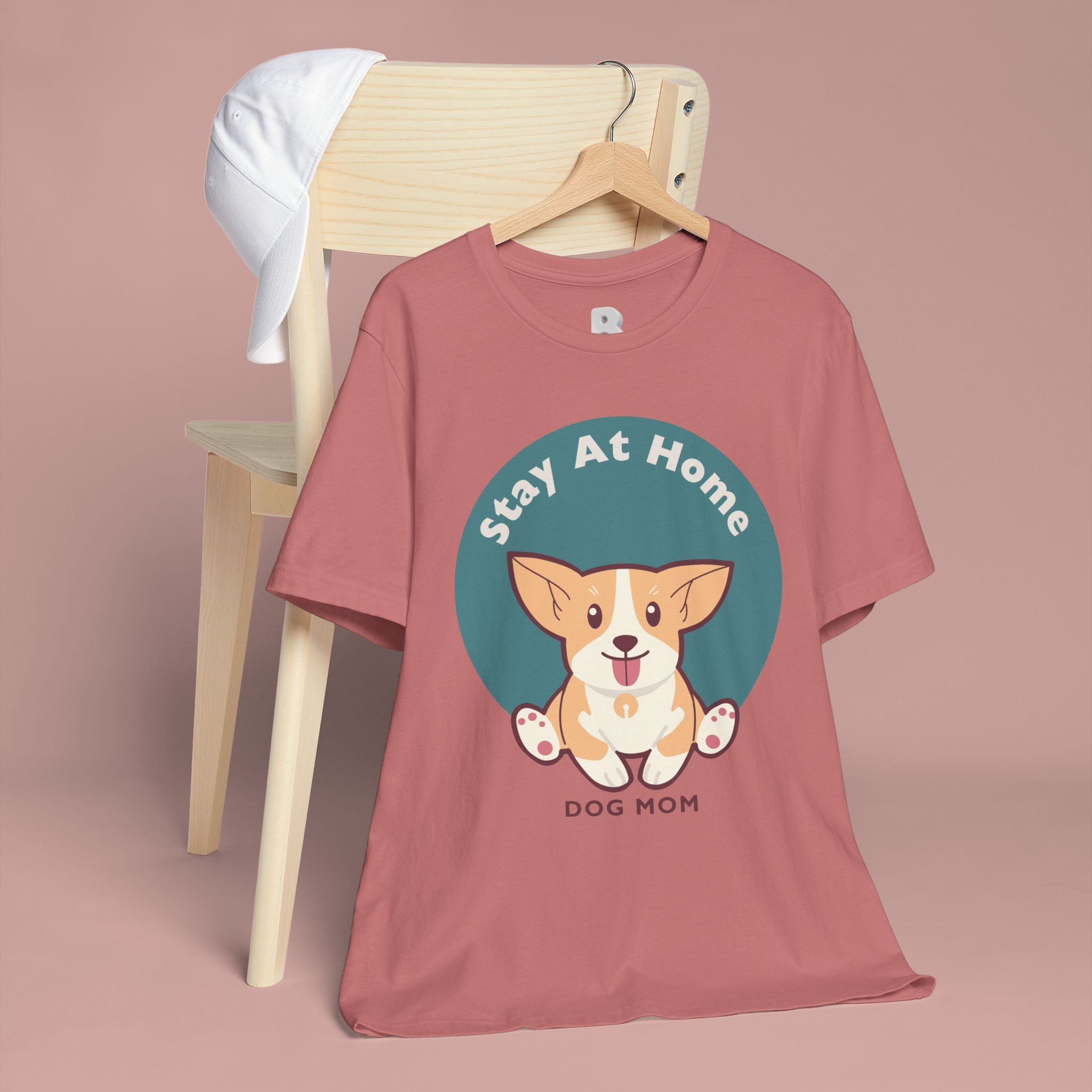 Stay At Home Dog Mom T-Shirt — Cute Corgi Graphic Tee