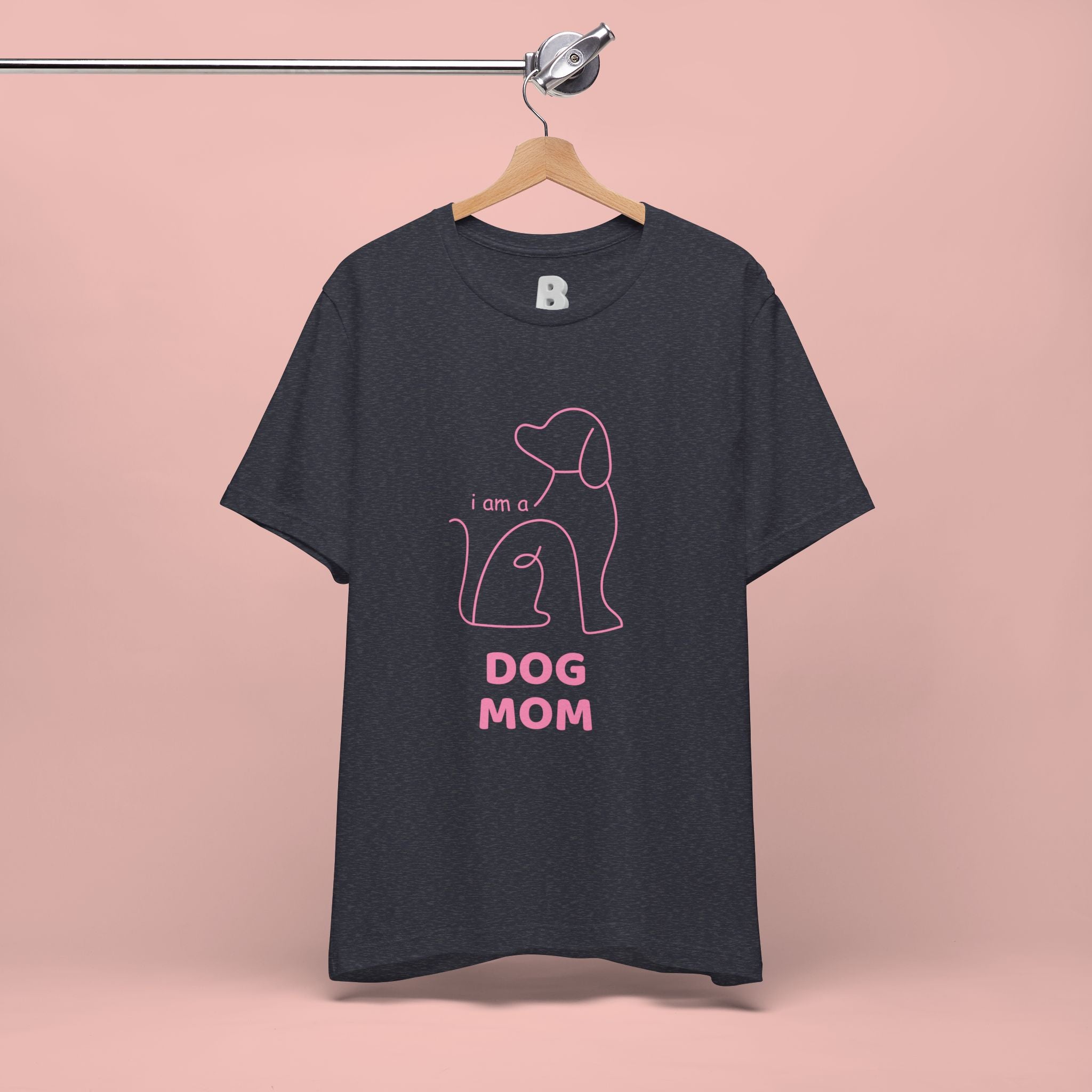 Dog Mom T‑Shirt – Minimal Pink Line Art Dog Tee