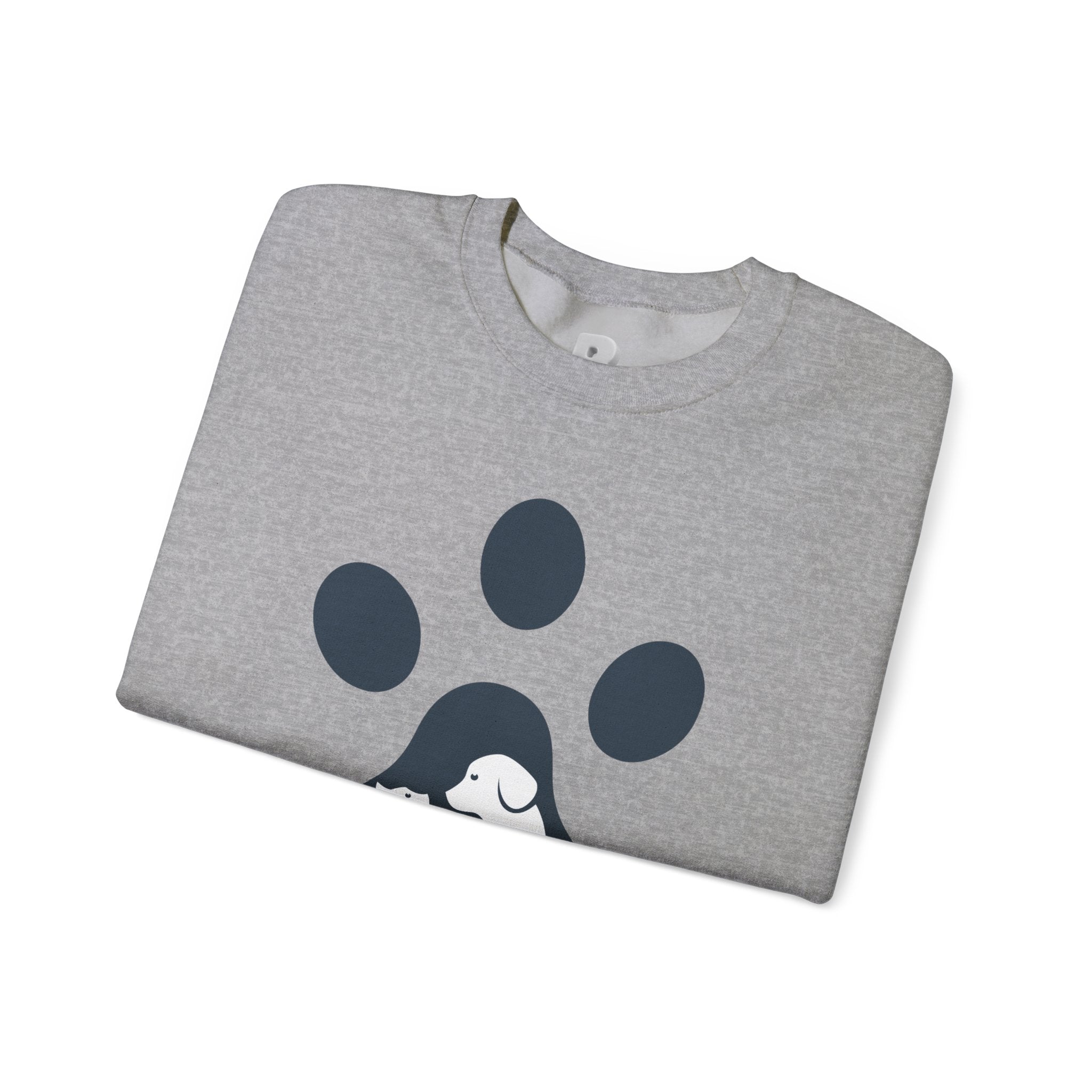 Dog Mom Crewneck Sweatshirt - Paw Print & Silhouette Graphic