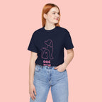 Dog Mom T‑Shirt – Minimal Pink Line Art Dog Tee