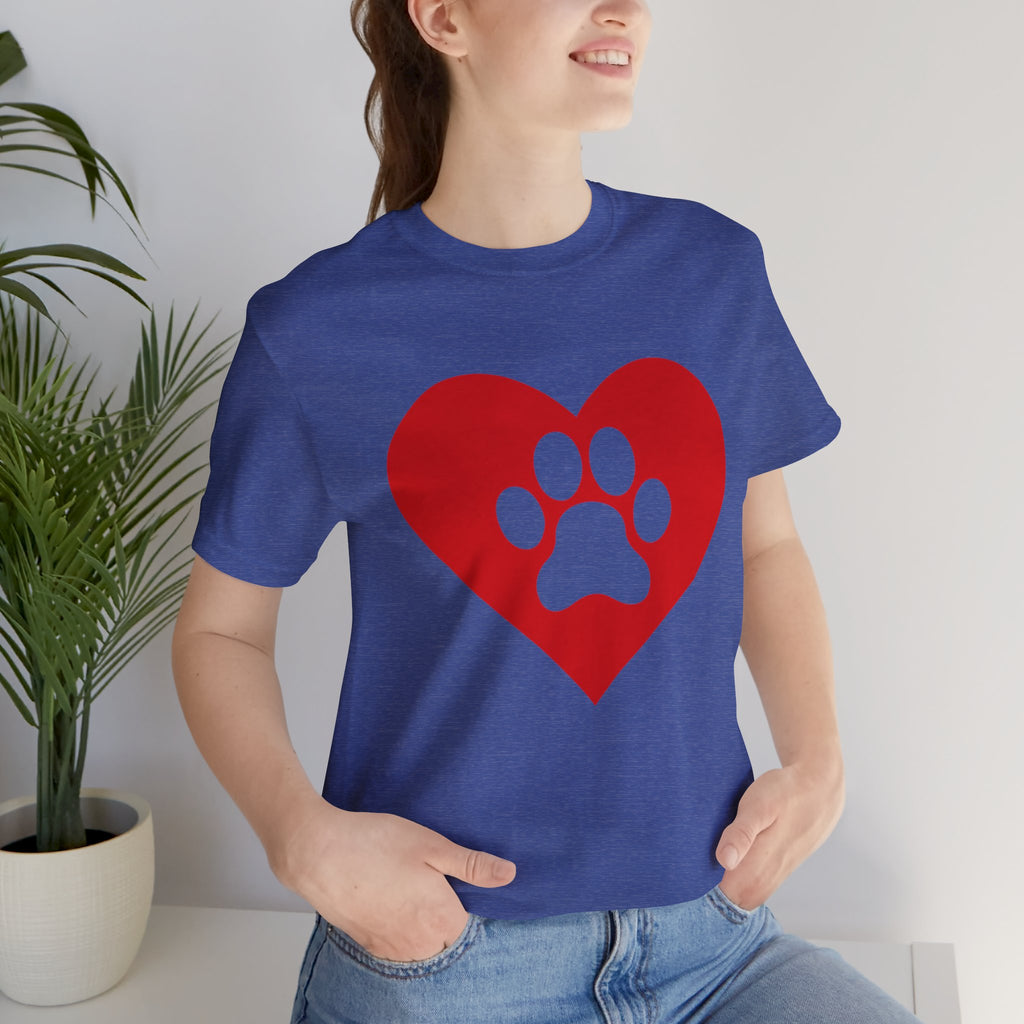 Pet Lover T-Shirt — Red Heart Paw Print Tee