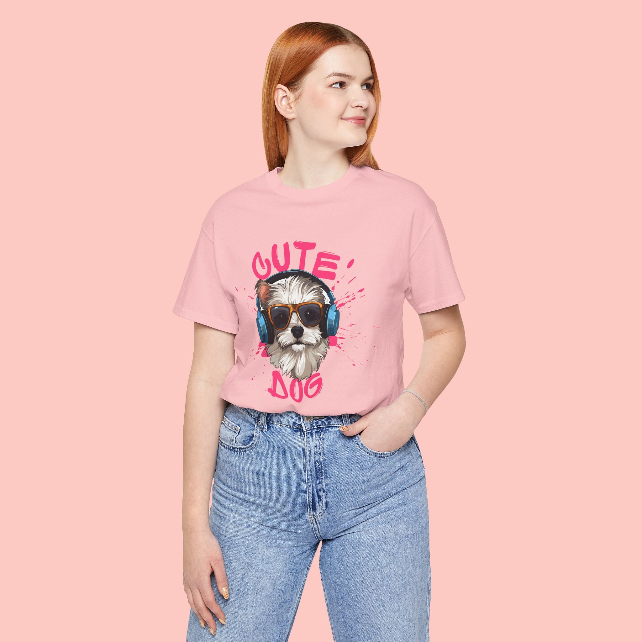 Cute Dog Tee — Headphones Puppy Graphic T-Shirt