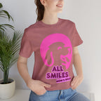 All Smiles Mom's Rules T-Shirt — Cute Pink Dog Graphic Tee for Moms & Pet Lovers