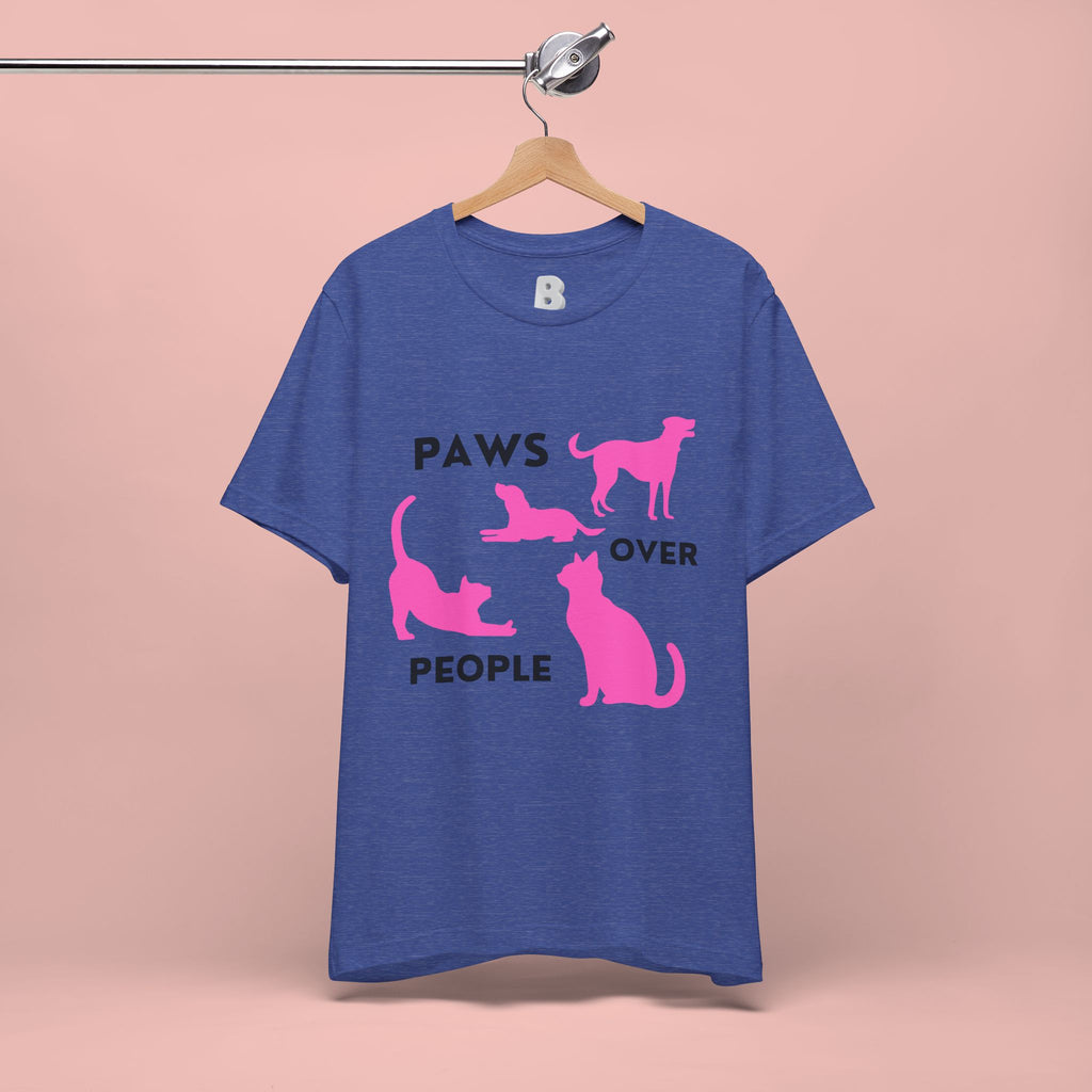 Paws Over People Tee — Pink Cats & Dogs Graphic T-Shirt