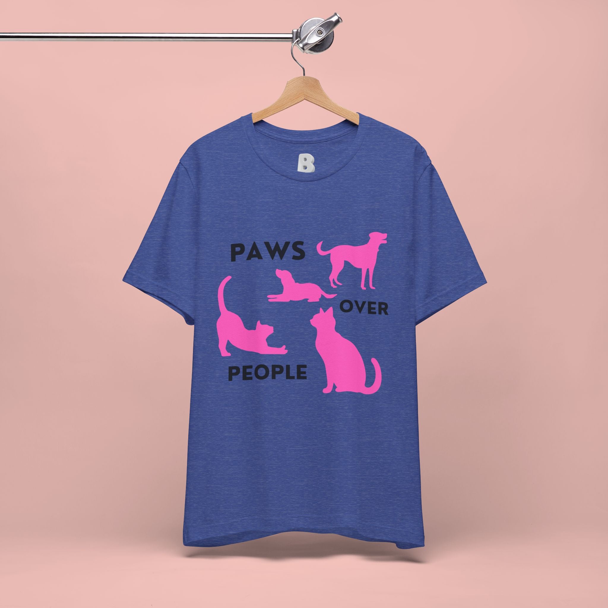 Paws Over People Tee — Pink Cats & Dogs Graphic T-Shirt
