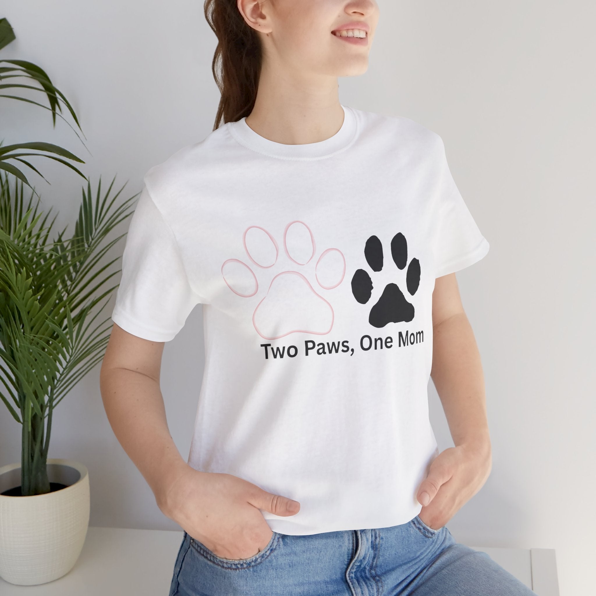 Two Paws, One Mom T-Shirt – Cute Dog Mom Paw Print Tee