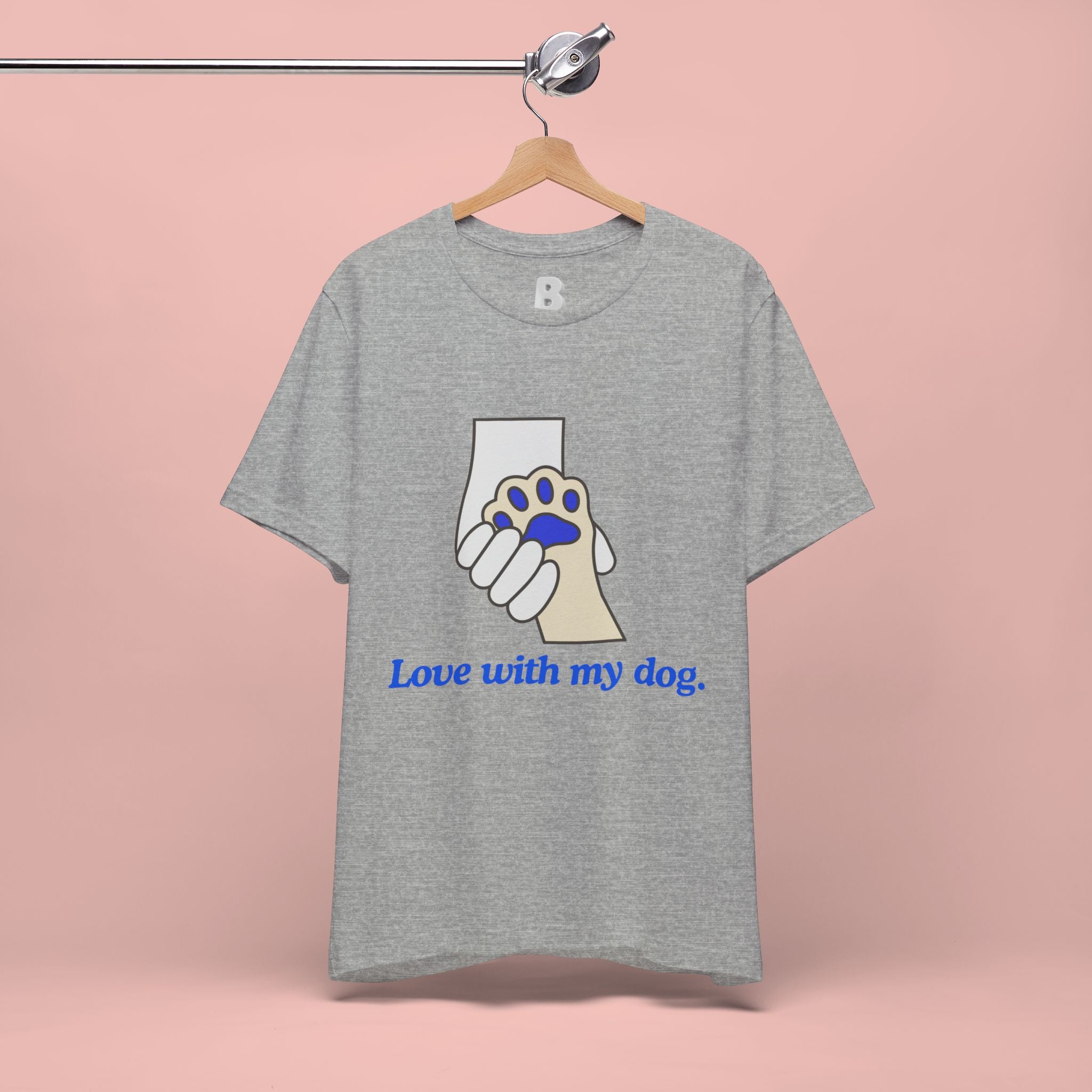 Dog Lover T-Shirt — "Love with my dog." Paw Print Graphic