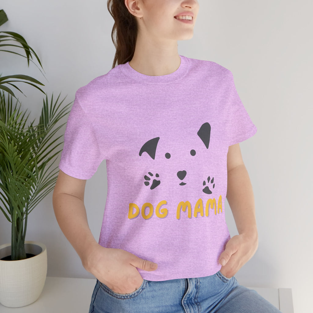 Dog Mama Graphic Tee — Cute Paw Print Dog Face T-Shirt for Dog Lovers