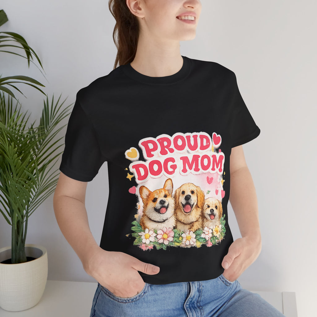 Proud Dog Mom T-Shirt — Cute Corgi & Golden Retriever Floral Tee for Pet Lovers