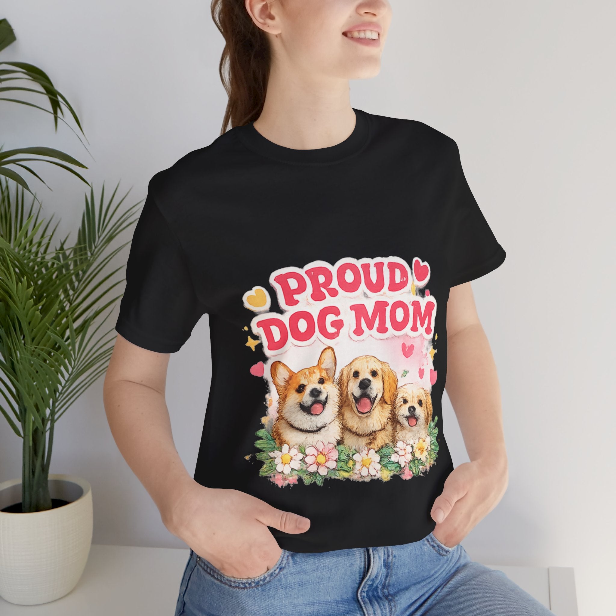 Proud Dog Mom T-Shirt — Cute Corgi & Golden Retriever Floral Tee for Pet Lovers