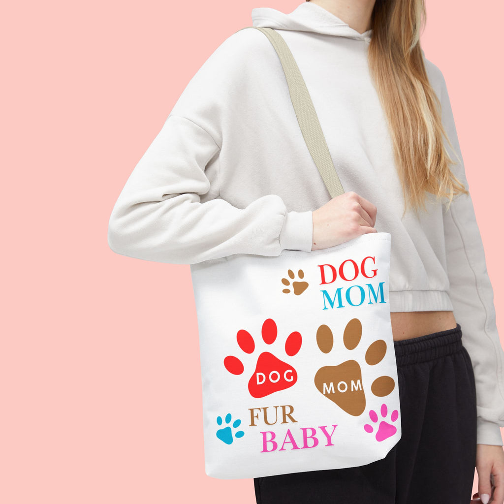 Dog Mom Tote Bag – "Fur Baby" Paw Print AOP Tote