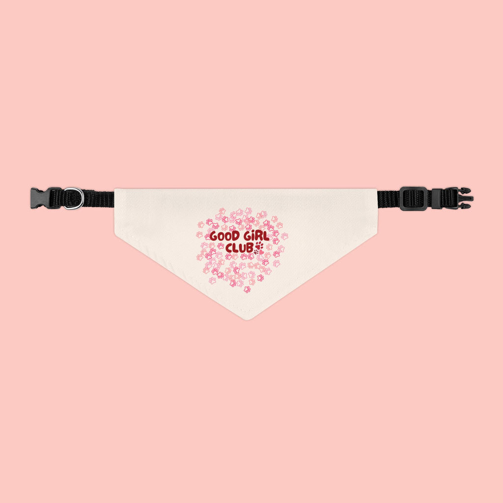 Pet Bandana — "Good Girl Club" Floral Heart Collar Accessory