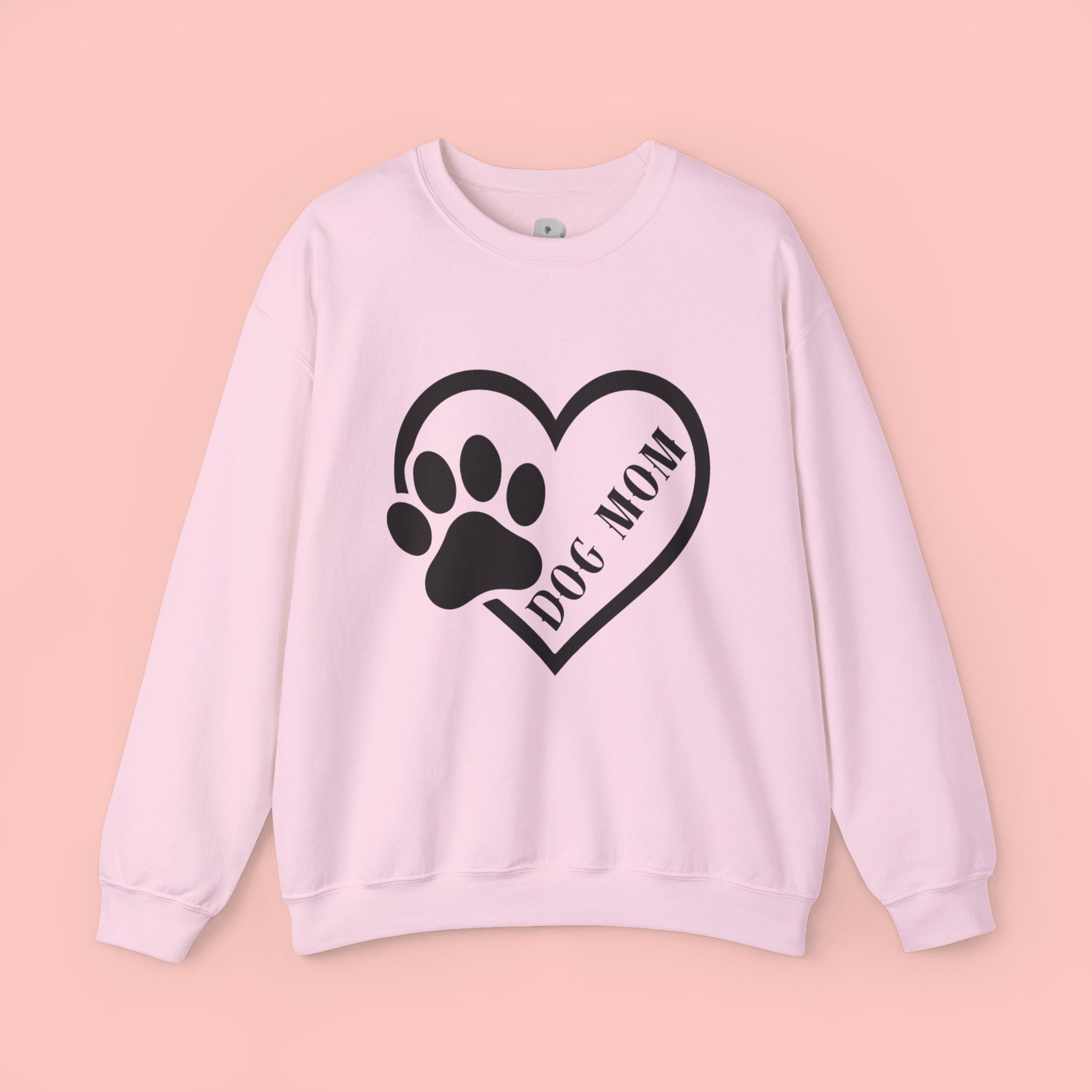 Dog Mom Heart Paw Sweatshirt — Women's Crewneck for Pet Lovers