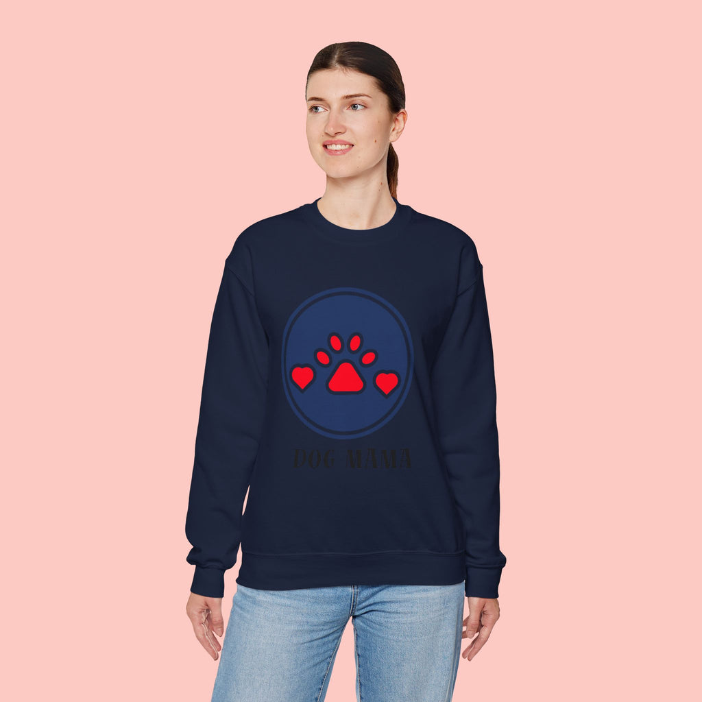 Dog Mama Crewneck Sweatshirt — Paw Print Heart Graphic
