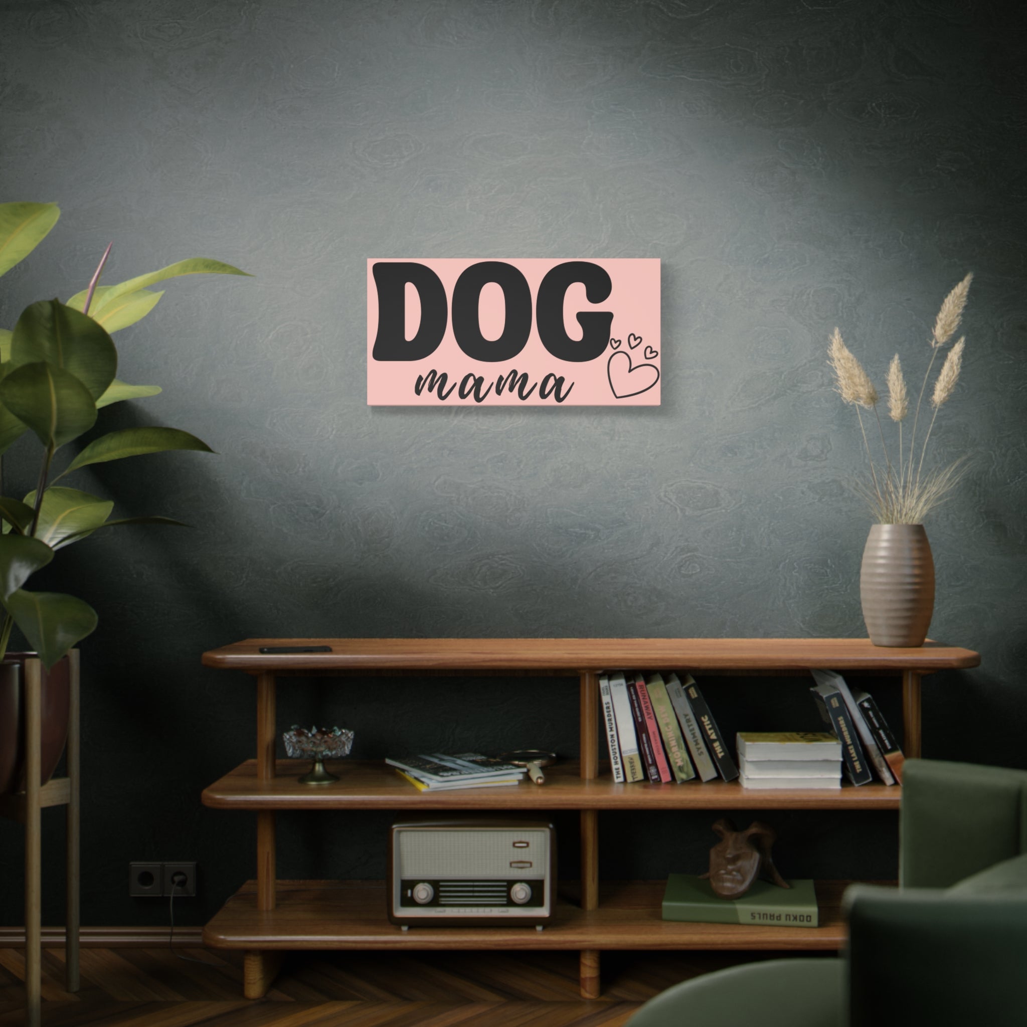 Dog Mama Pink Canvas Wall Art — Heart Pet Mom Decor
