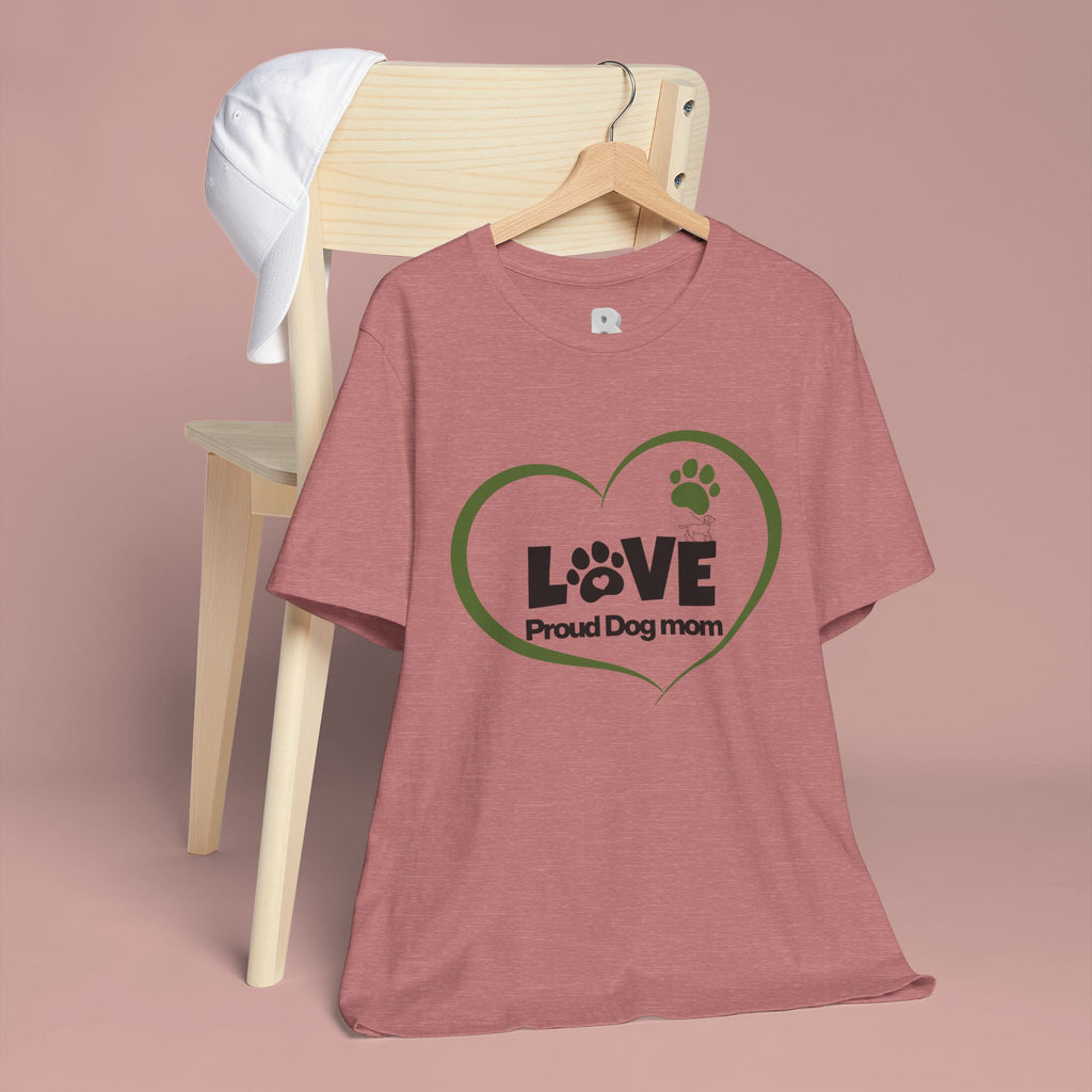 Dog Mom Love T-Shirt — "LOVE Proud Dog Mom" Heart Paw Tee