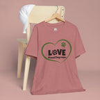 Dog Mom Love T-Shirt — "LOVE Proud Dog Mom" Heart Paw Tee