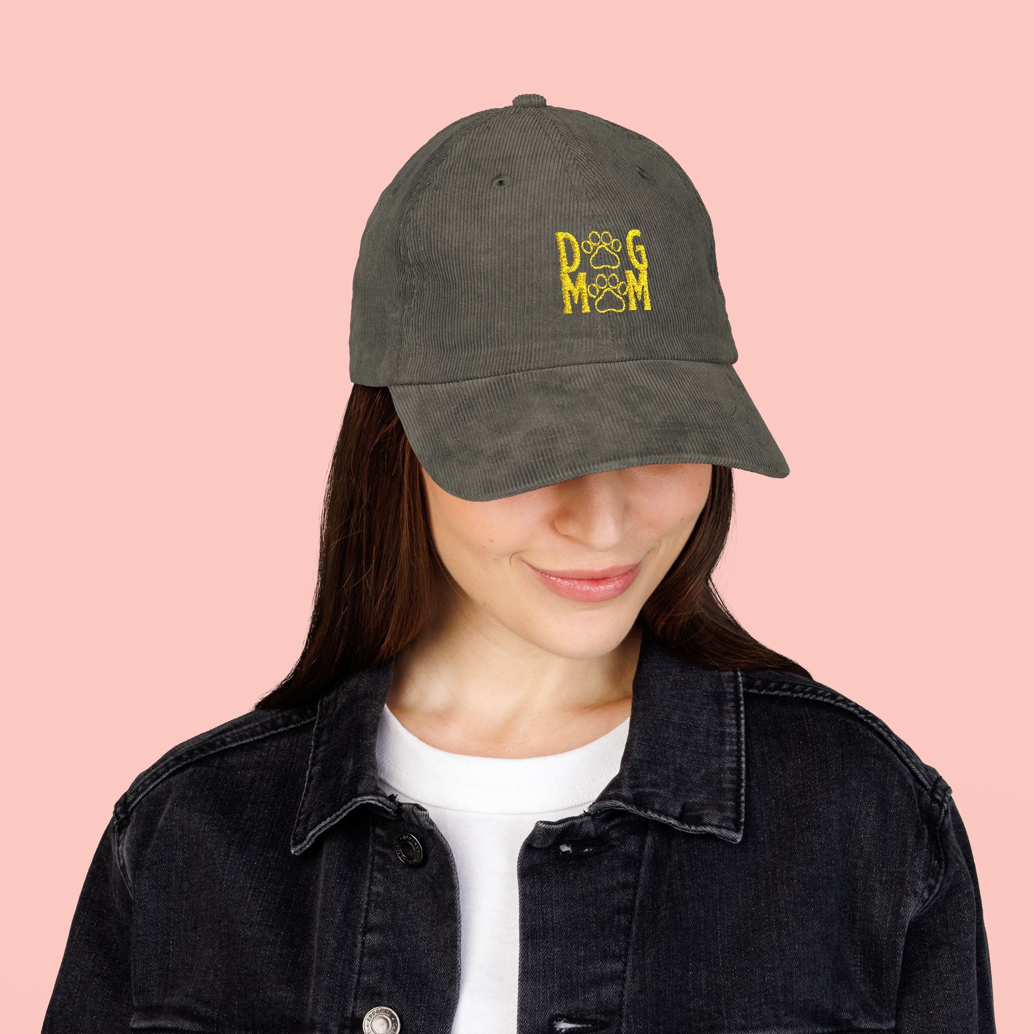 Corduroy Dog Mom Embroidered Cap — Vintage Pet Lover Baseball Hat