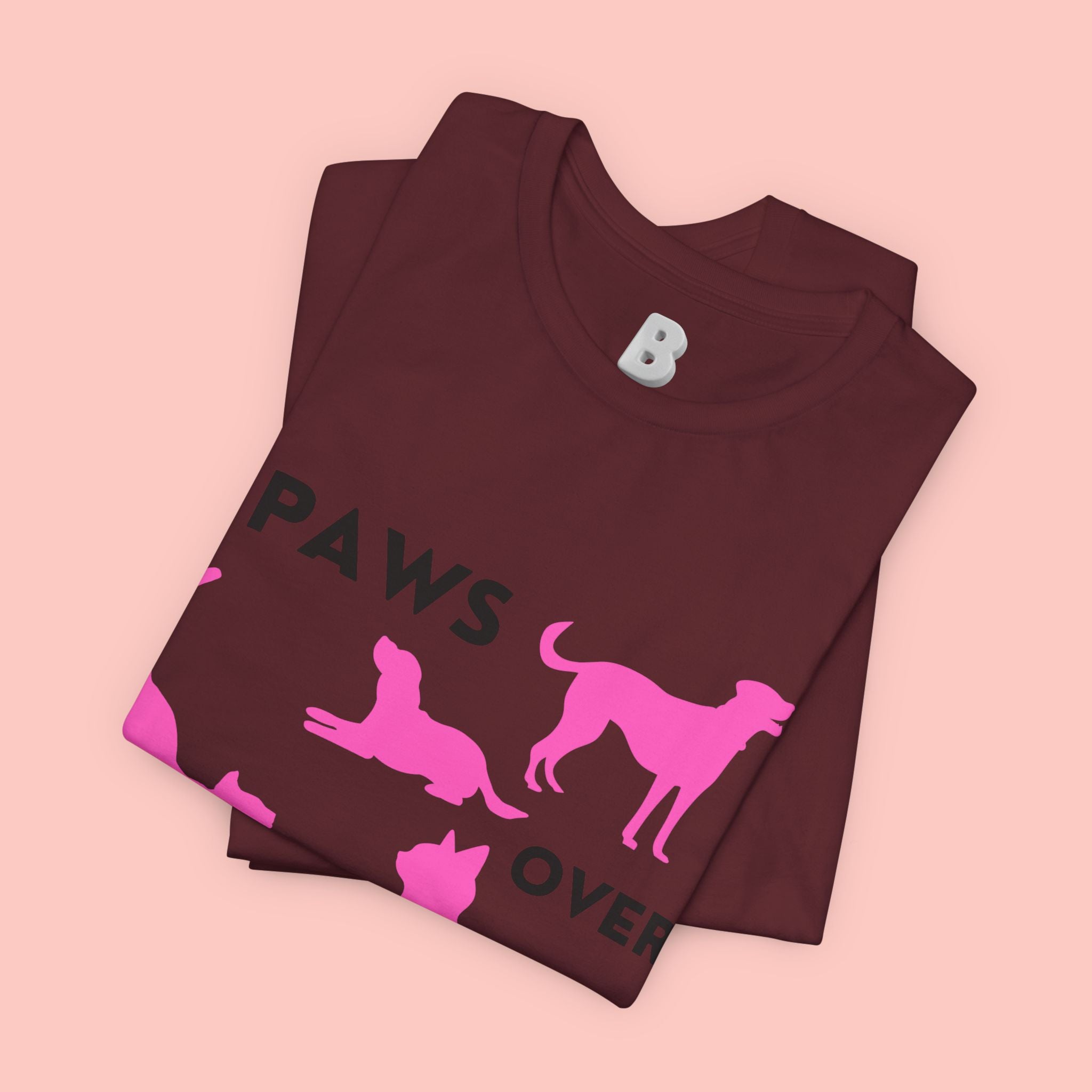 Paws Over People Tee — Pink Cats & Dogs Graphic T-Shirt