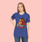 Dog Mom T-Shirt - Cute Woman Hugging Golden Retriever Tee