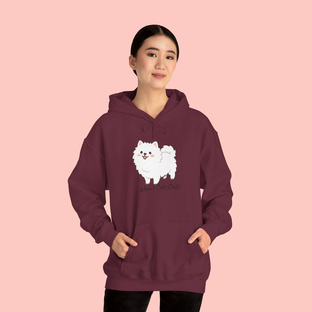 Pomeranian 'Mom's Little Child' Hoodie – Cute White Dog Graphic Pullover