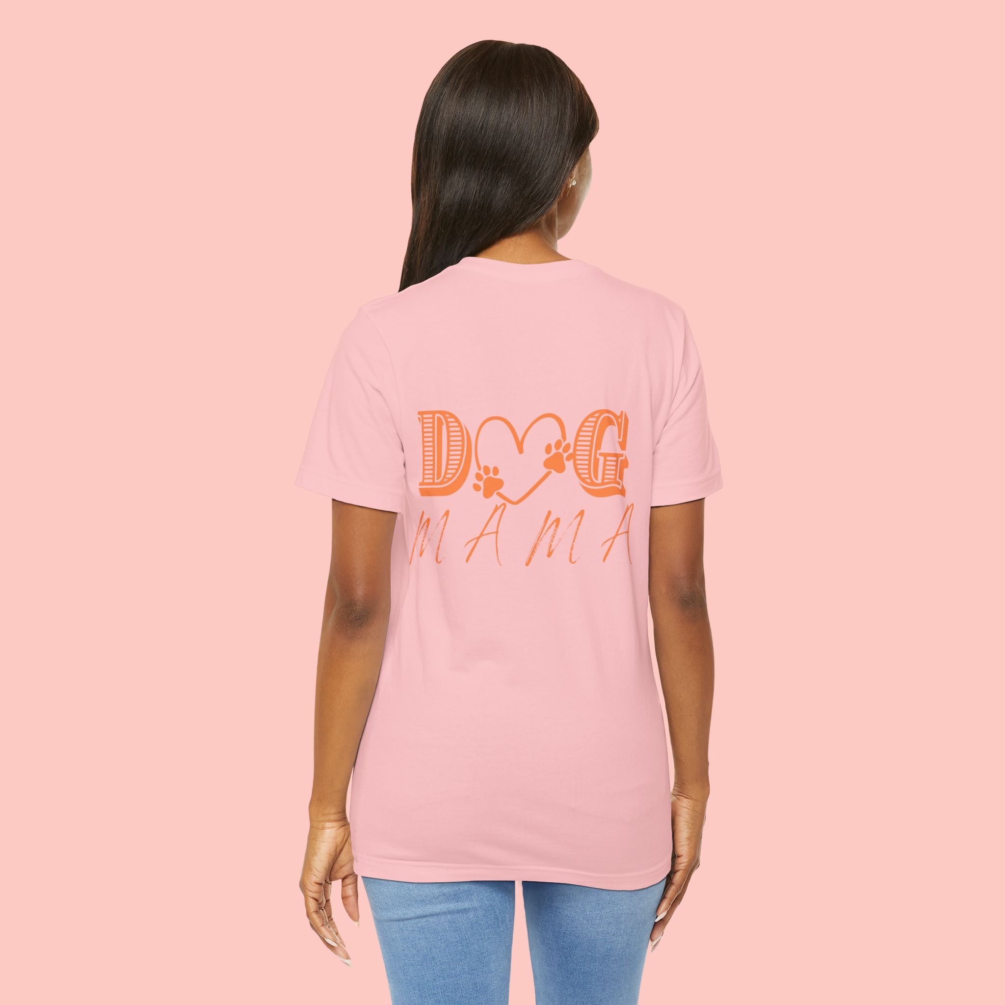 Dog Mama Tee — Retro Heart & Paw Graphic Short Sleeve Shirt