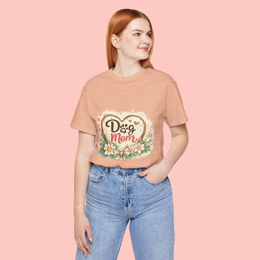 Dog Mom T-Shirt – Floral Heart Paw Design