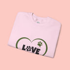 Dog Mom Heart Crewneck Sweatshirt — "LOVE Proud Dog Mom" Graphic