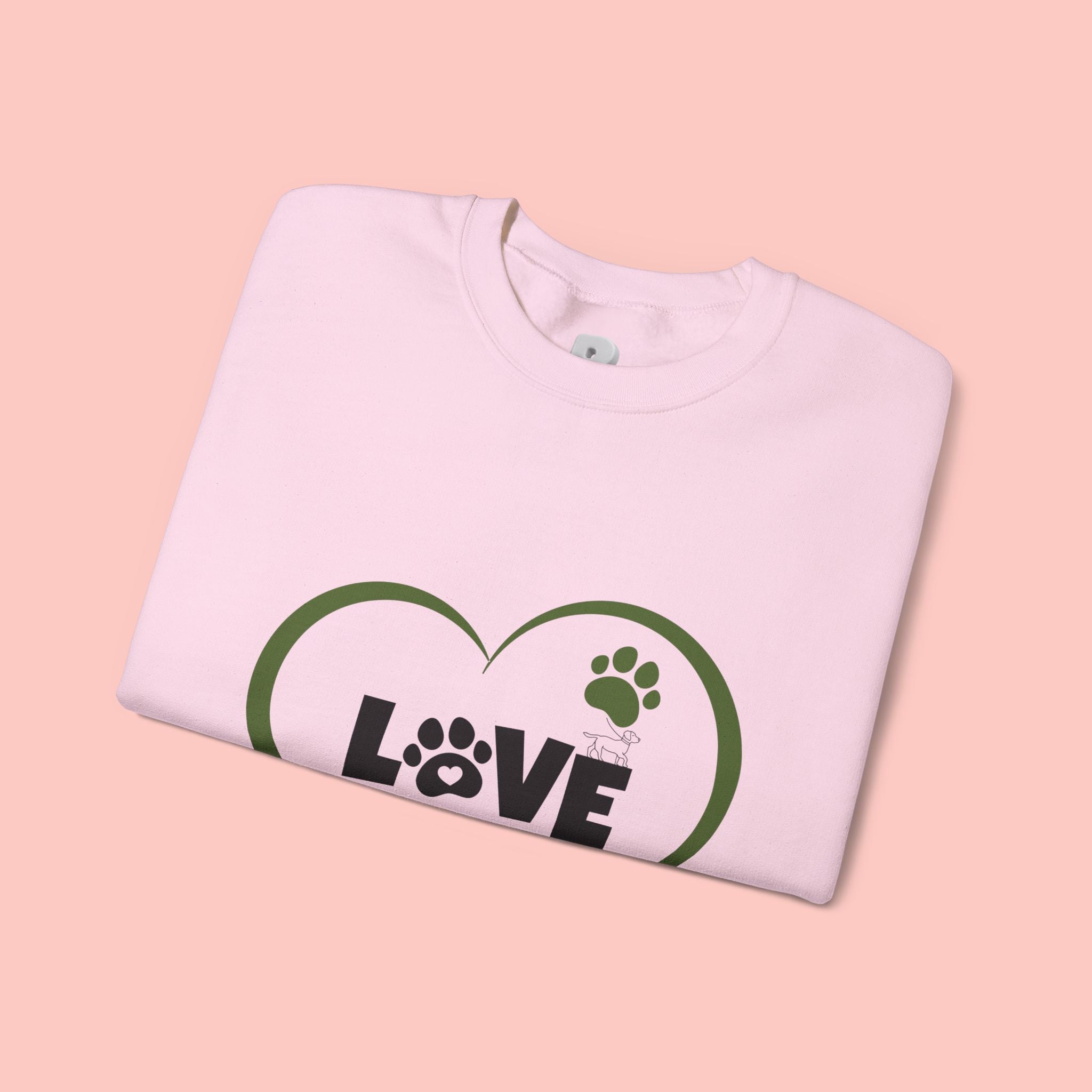 Dog Mom Heart Crewneck Sweatshirt — "LOVE Proud Dog Mom" Graphic