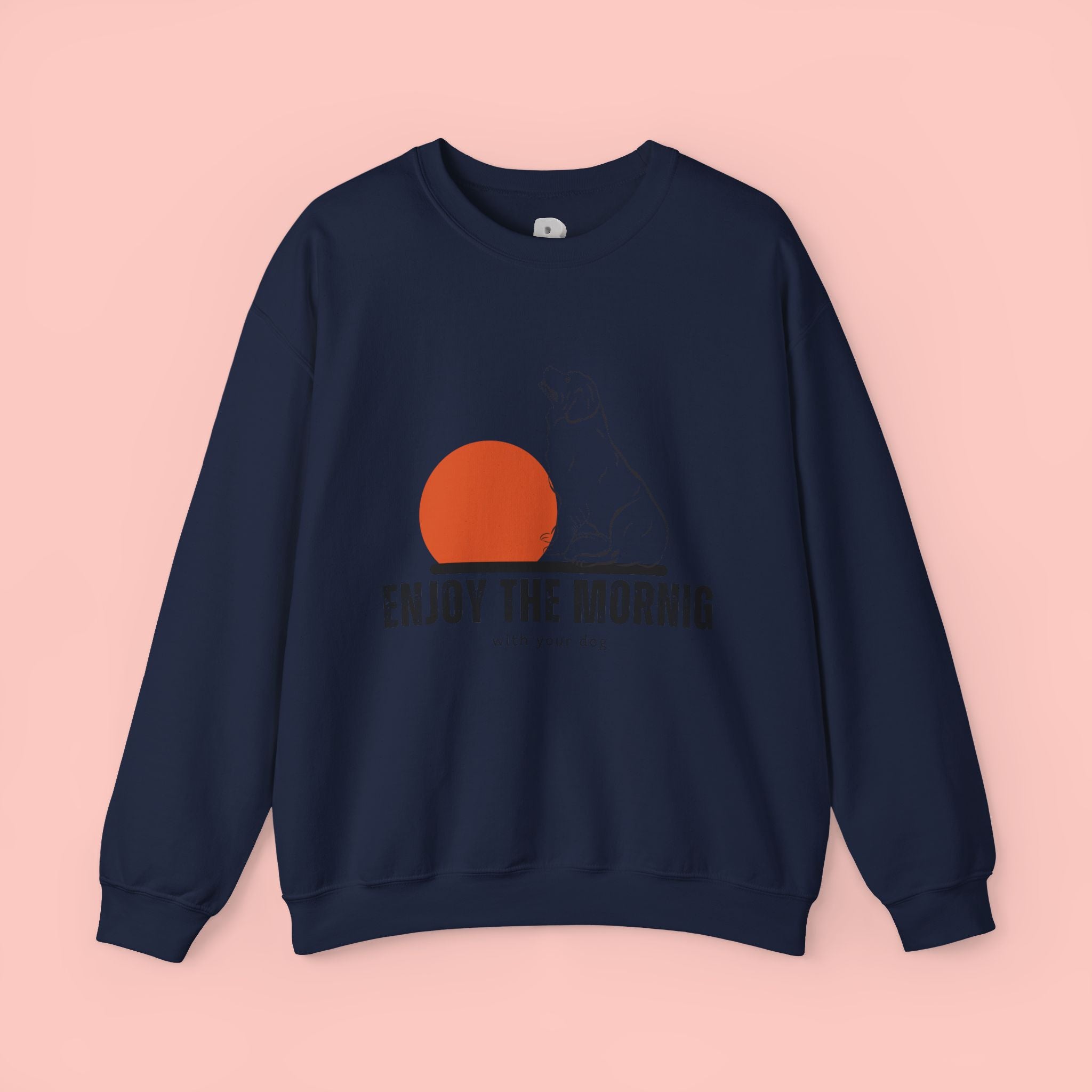 Enjoy the Morning Dog Crewneck Sweatshirt — Sunrise Labrador Graphic