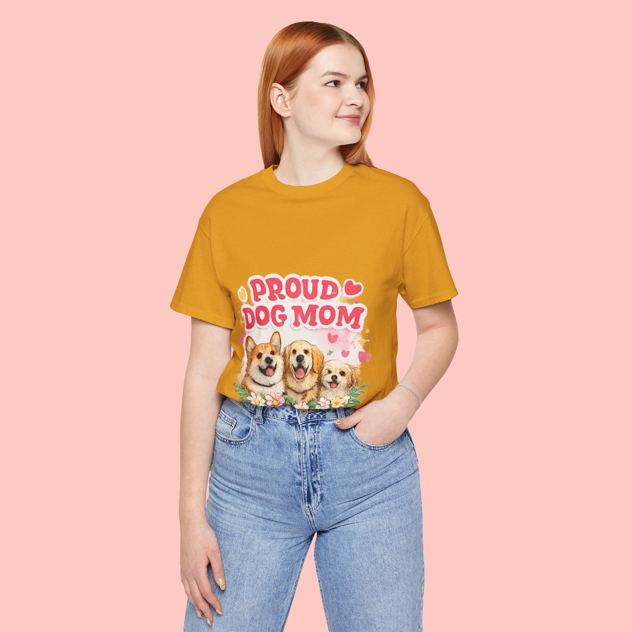 Proud Dog Mom T-Shirt — Cute Corgi & Golden Retriever Floral Tee for Pet Lovers