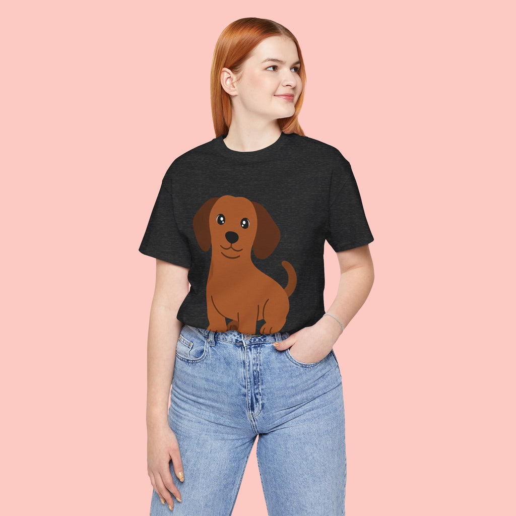 Dachshund Puppy Graphic T-Shirt — Cute Brown Dog Tee