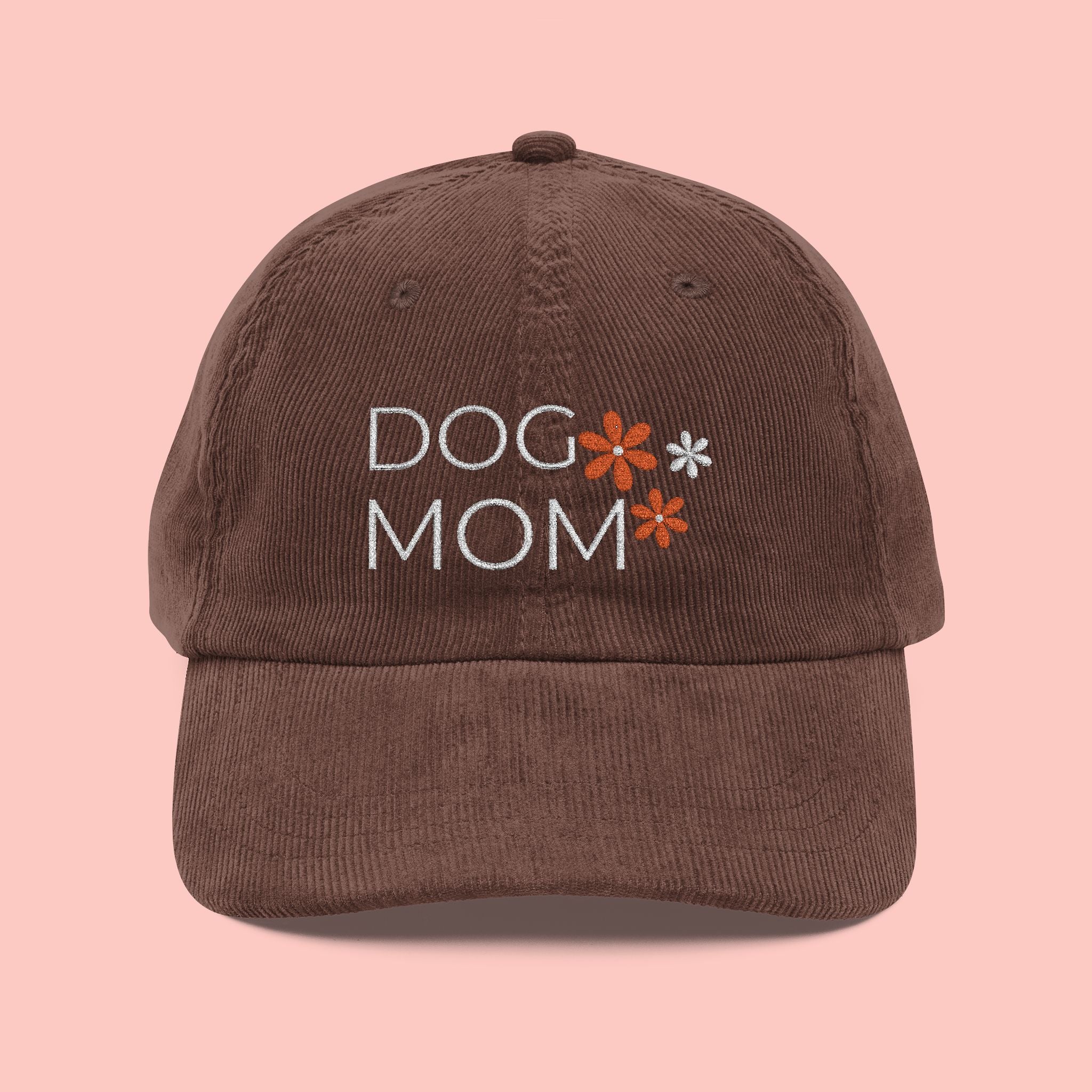 Dog Mom Corduroy Cap — Embroidered Vintage Floral Baseball Hat
