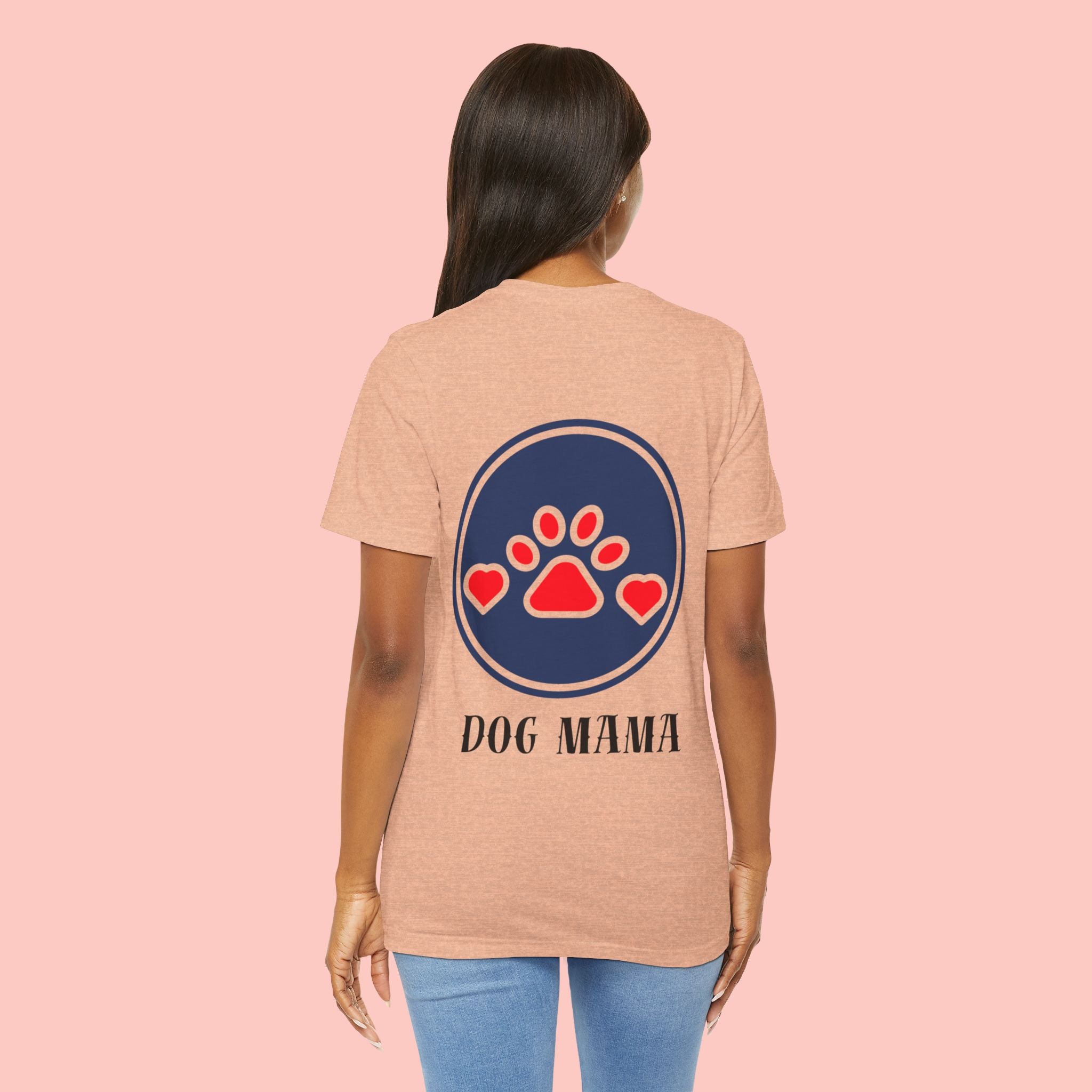 Dog Mama Tee - Paw Print Heart Graphic Short Sleeve Shirt