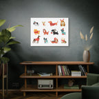 Holiday Dogs Canvas Wall Art — Cute Dachshund, Pug & Mixed Breeds in Winter Sweaters