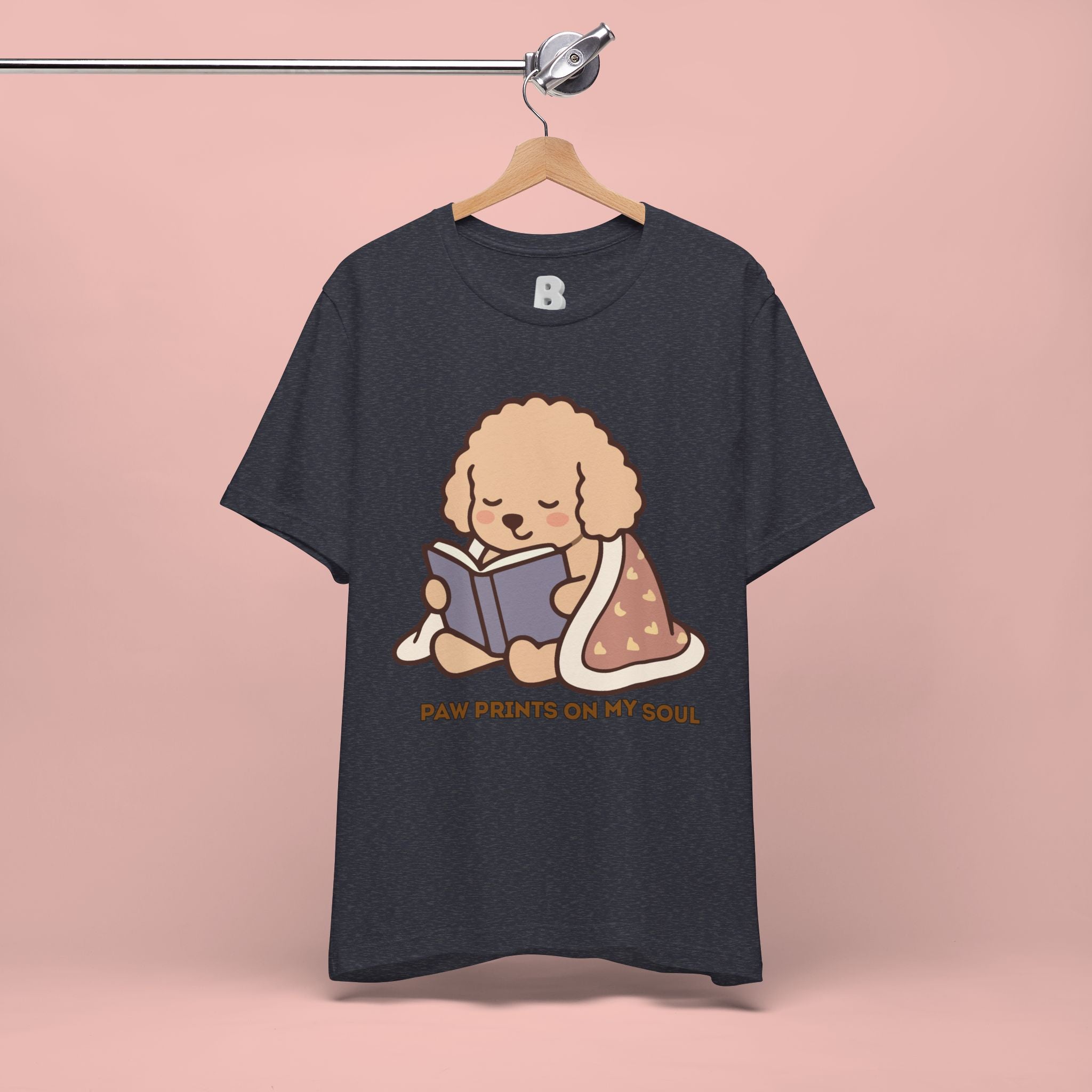 Paw Prints On My Soul T‑Shirt — Cute Reading Puppy Graphic Tee