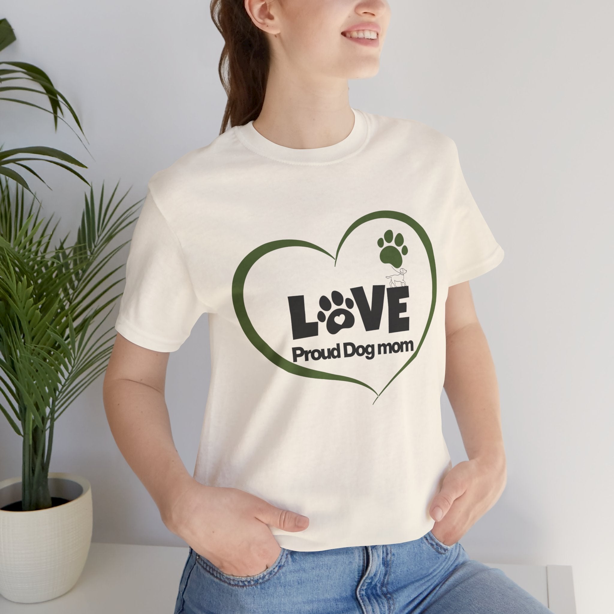 Dog Mom Love T-Shirt — "LOVE Proud Dog Mom" Heart Paw Tee