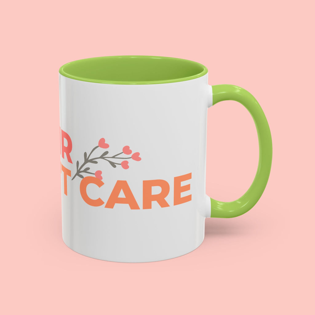 Accent Coffee Mug - "Growing Hair I Don't Care" Floral Script Coffee Mug