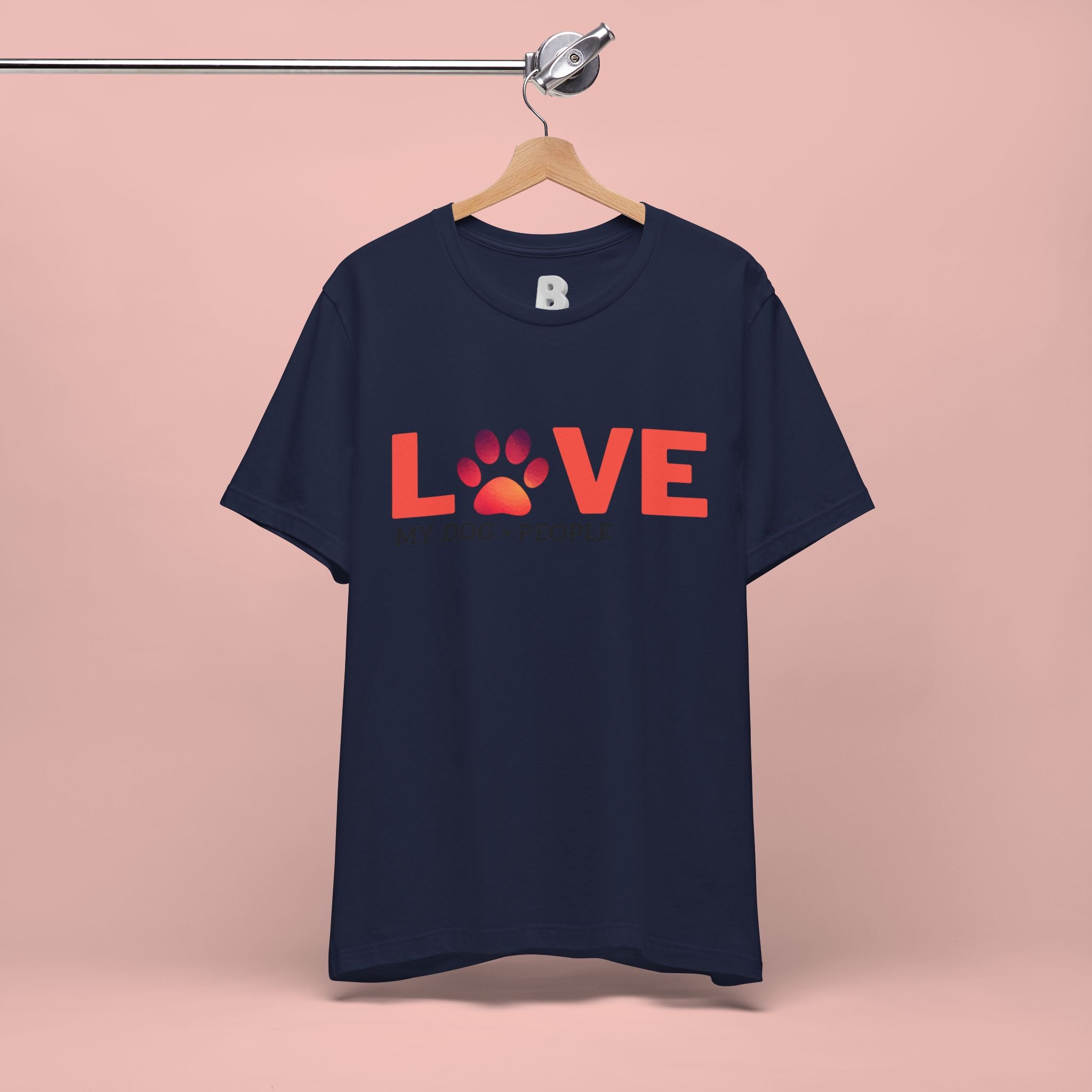 Dog Lover Tee - "LOVE My Dog > People" Paw Print Graphic T-Shirt