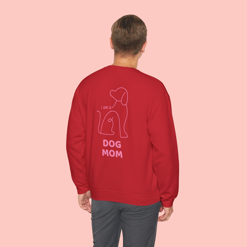Dog Mom Crewneck Sweatshirt — Pink Minimalist Dog Outline