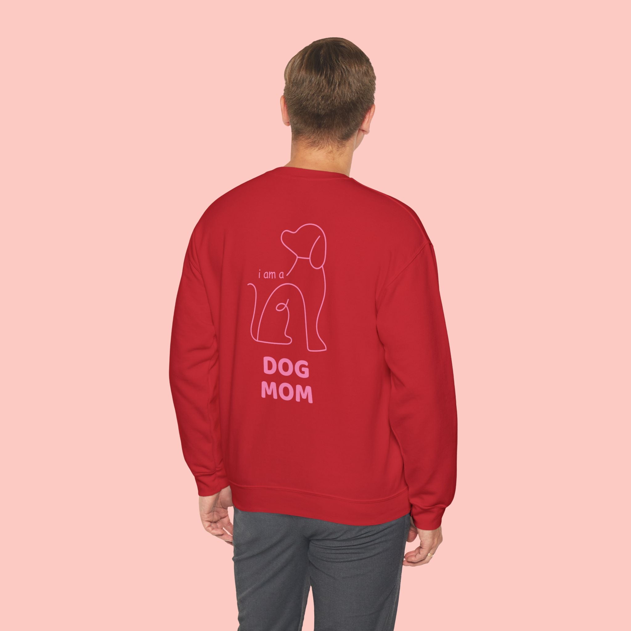 Dog Mom Crewneck Sweatshirt — Pink Minimalist Dog Outline