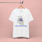 Dog Lover T-Shirt — "Love with my dog." Paw Print Graphic